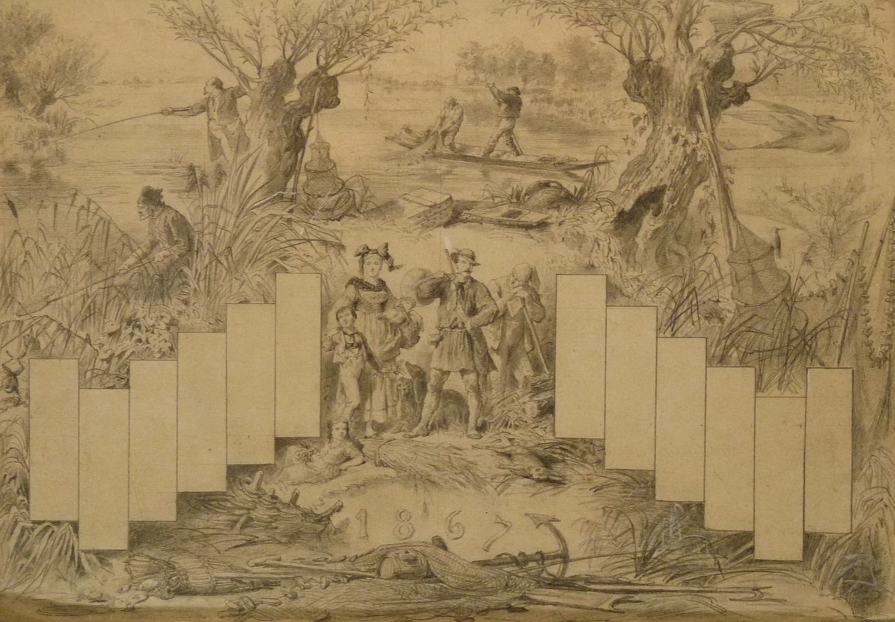 Disegno preparatorio per la copertina di un calendario (1867), 1866 circa, grafite, Biblioteca municipale di Mulhouse